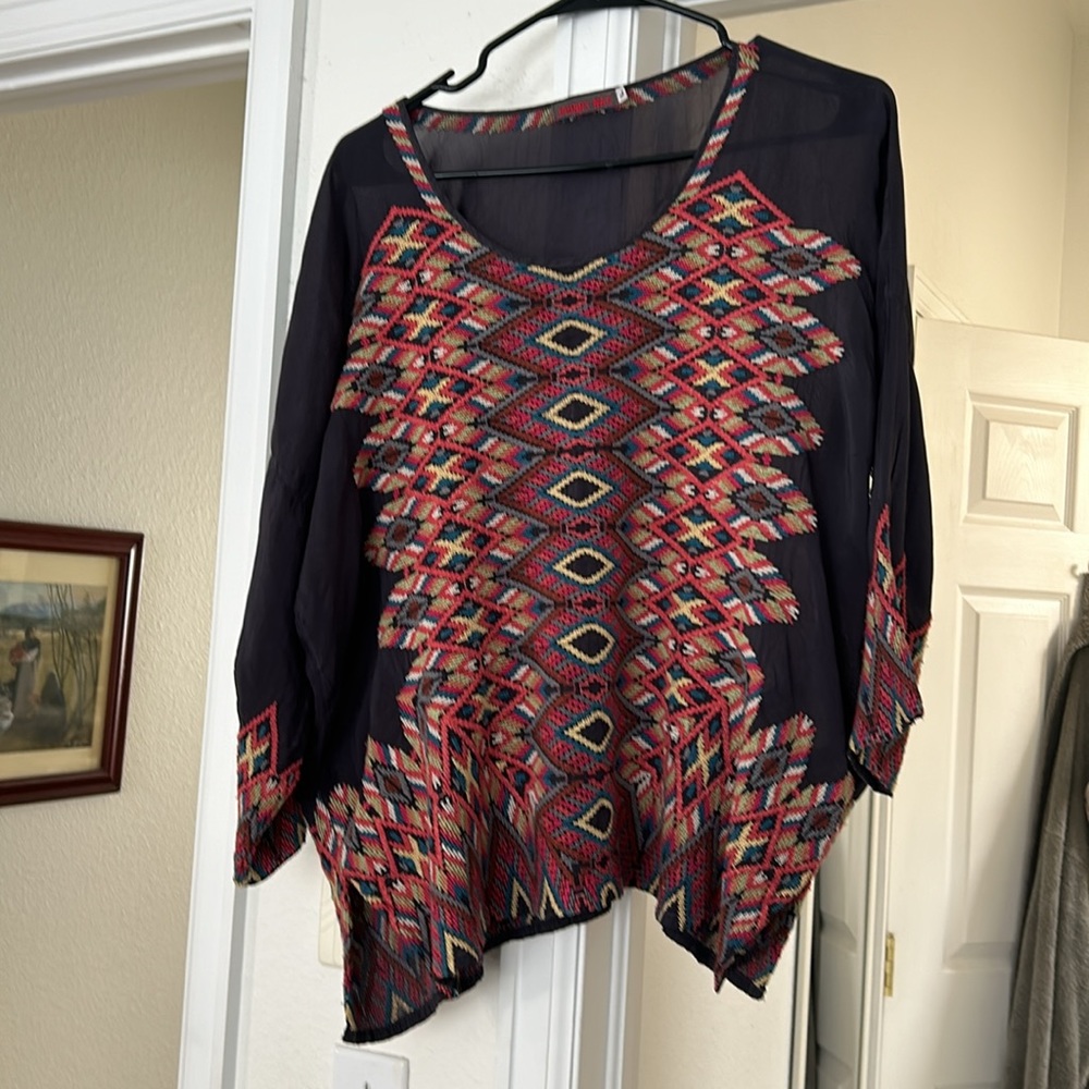 Johnny Was full embroidered top.